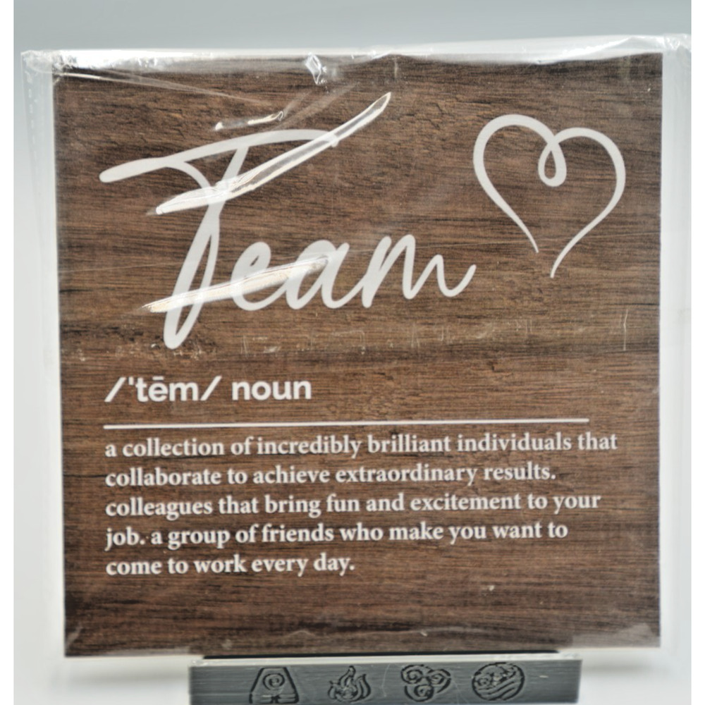 Team Definition Wood Sign Office Desk Decor Rustic Wall Plaque‎ Gift 6"x6"